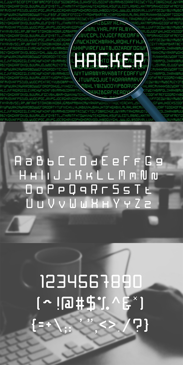 Hacker - Cyber Typeface - Futuristic Decorative