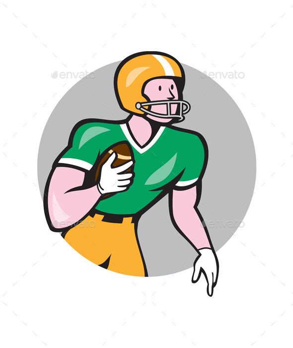 American Football Player Rusher Circle Retro - Sports/Activity Conceptual