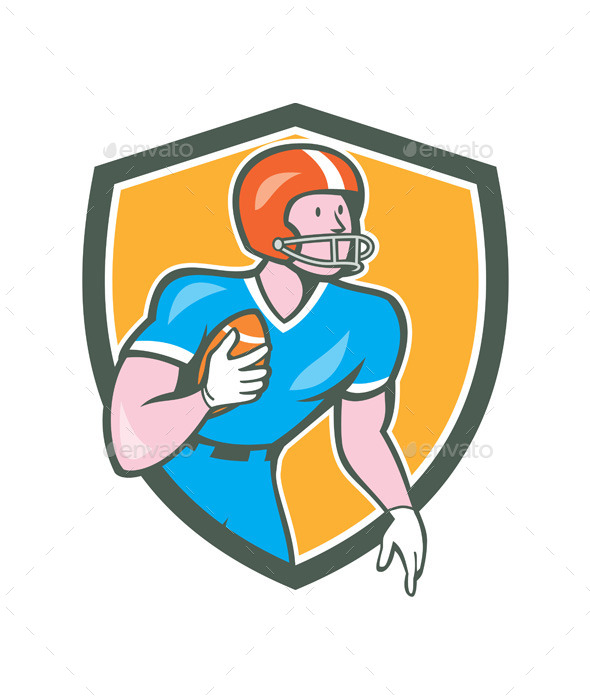 American Football Player Rusher Retro Shield - Sports/Activity Conceptual