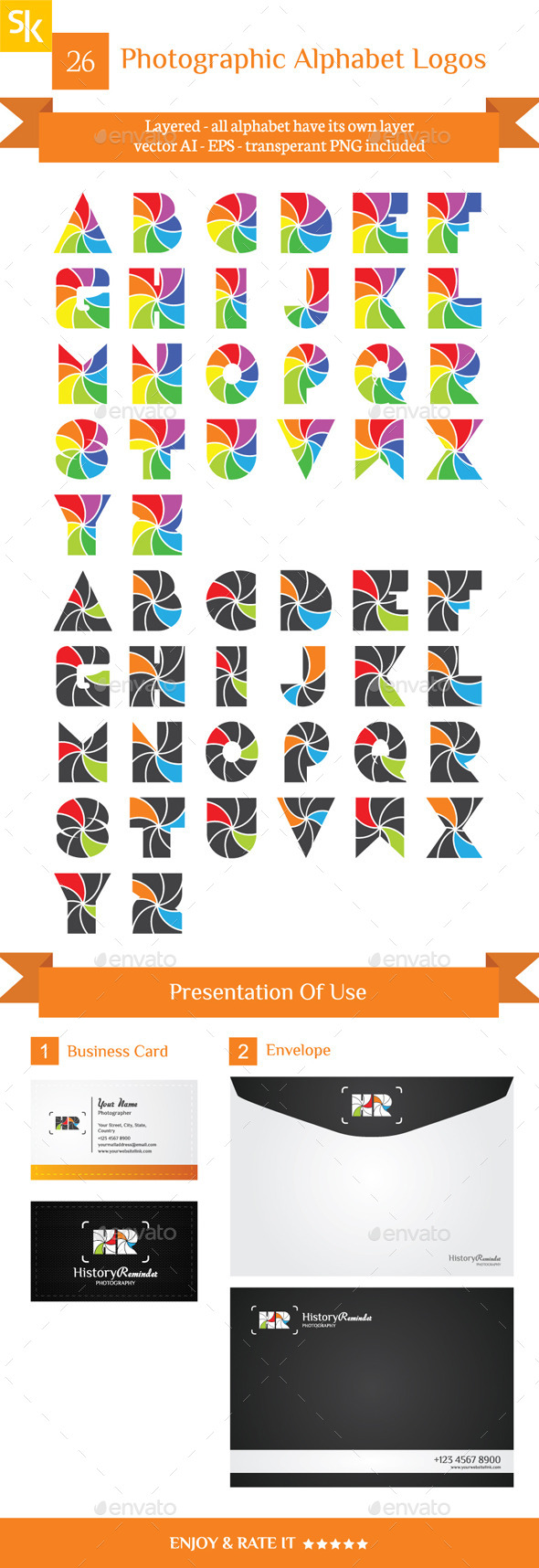 Photographic Alphabet Logos - Characters Vectors