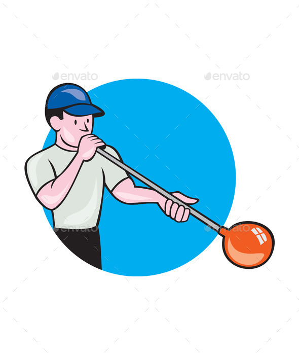 Glassblower Glassblowing Cartoon Circle - People Characters