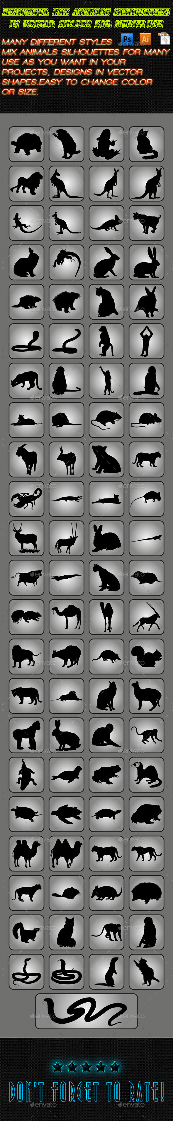 Mix Animal Silhouettes Template 02 - Animals Characters