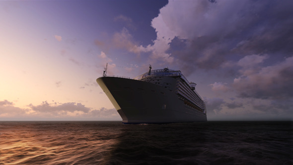 Luxury Cruise Ship On The Sea Animation