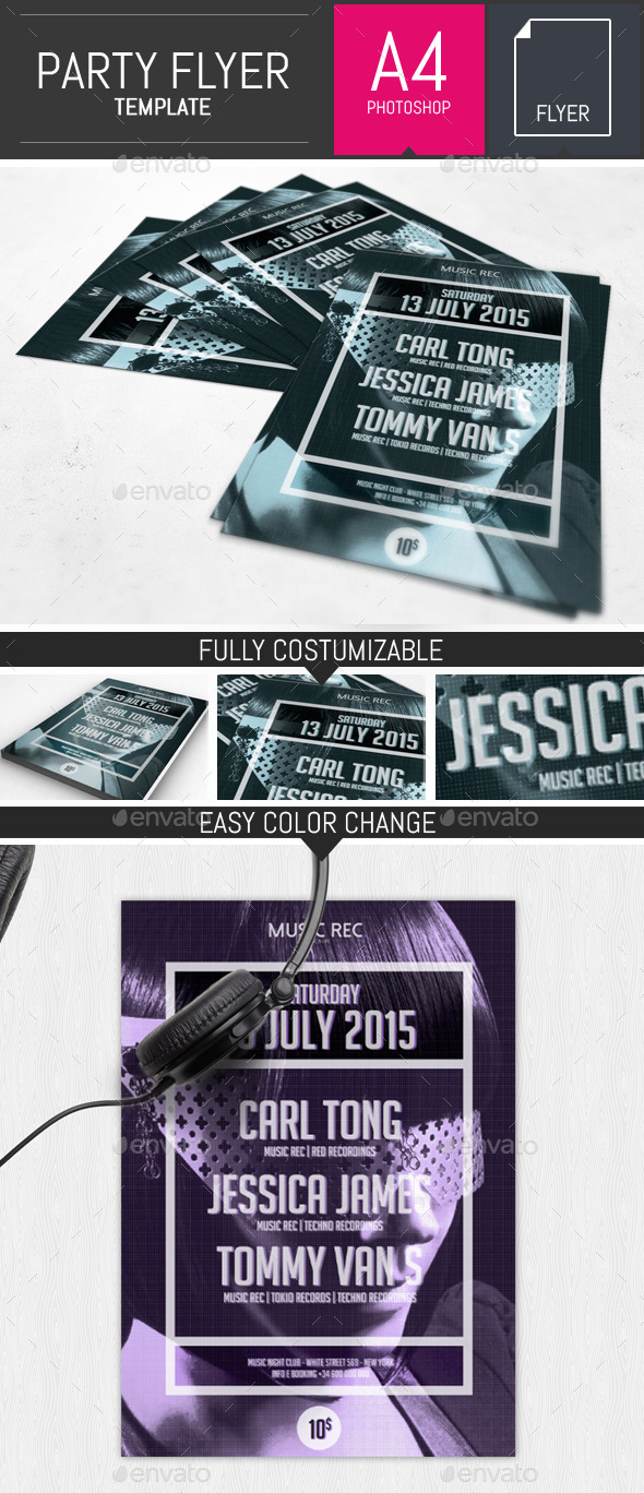 Minimal Party Flyer / Poster Template - Clubs & Parties Events