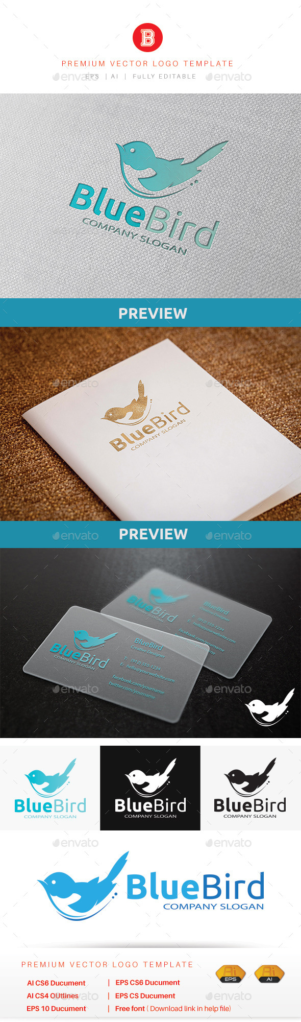 Blue Bird - Animals Logo Templates