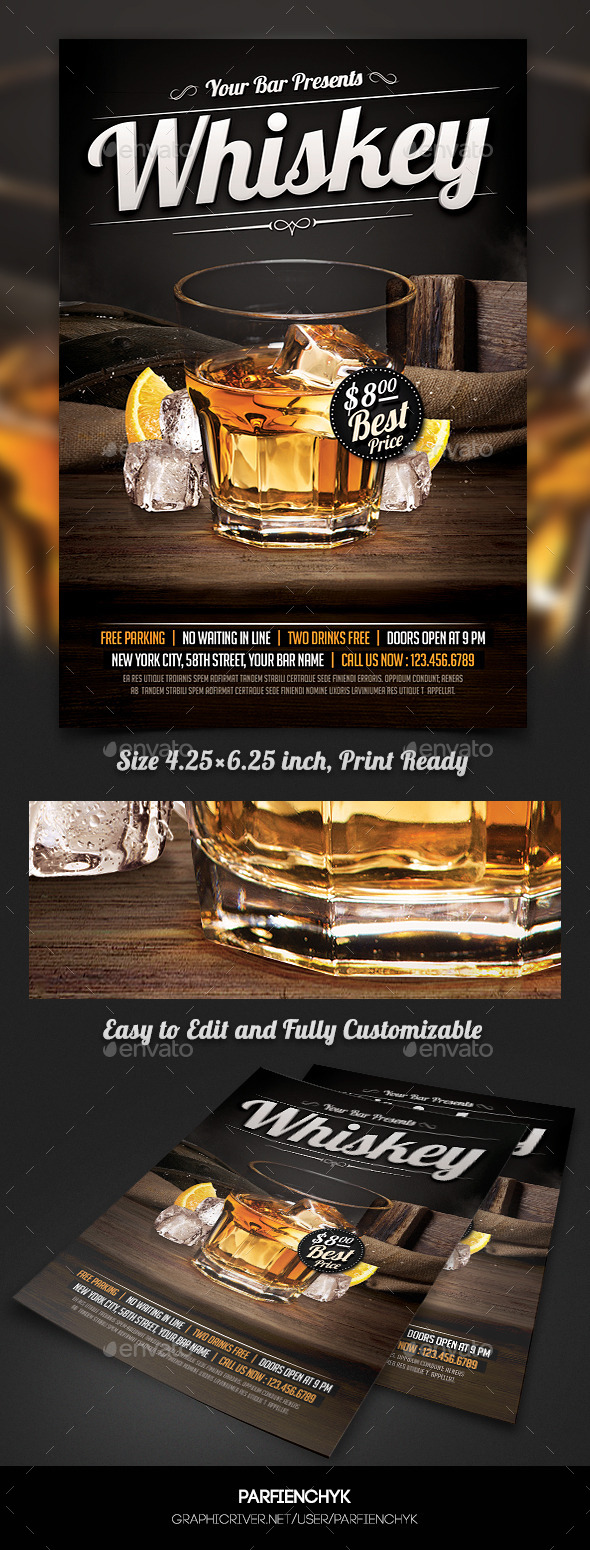 Whiskey Party Flyer Template - Clubs & Parties Events