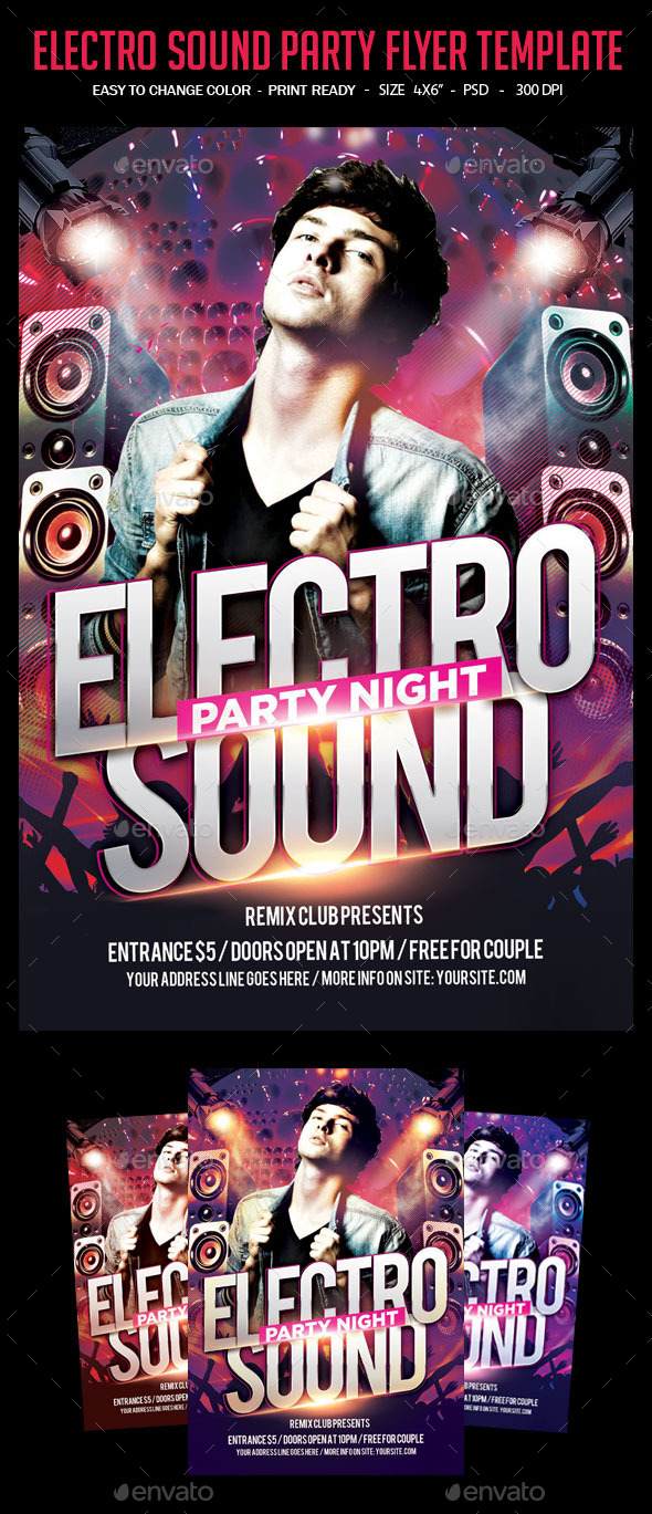 Electro Sound Party Flyer Template - Clubs & Parties Events