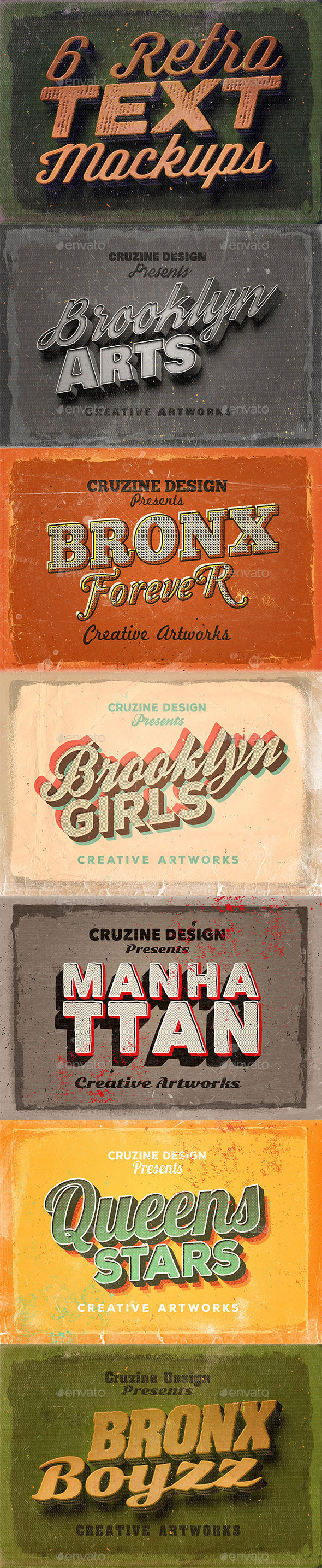 6 Retro/Vintage Text Mock-ups - Miscellaneous Product Mock-Ups
