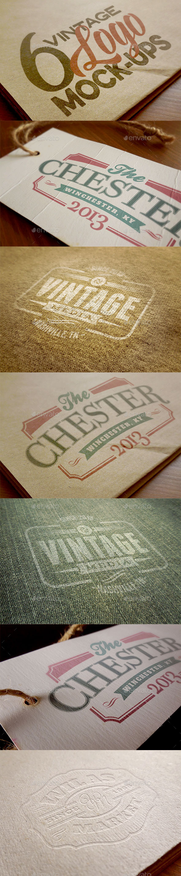 6 Logo Mock-ups - Retro/Vintage Style - Logo Product Mock-Ups