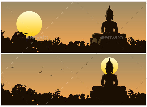 Buddha Sunset - Travel Conceptual