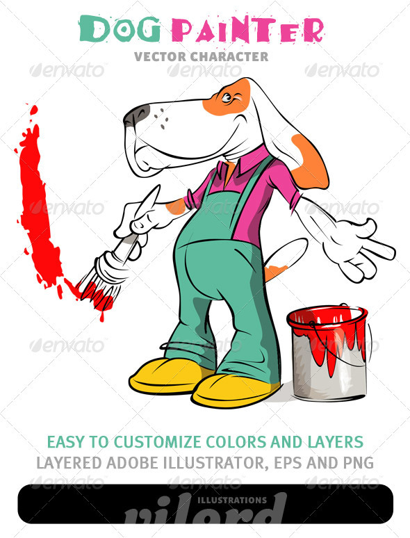 Dog Painter Mascot
