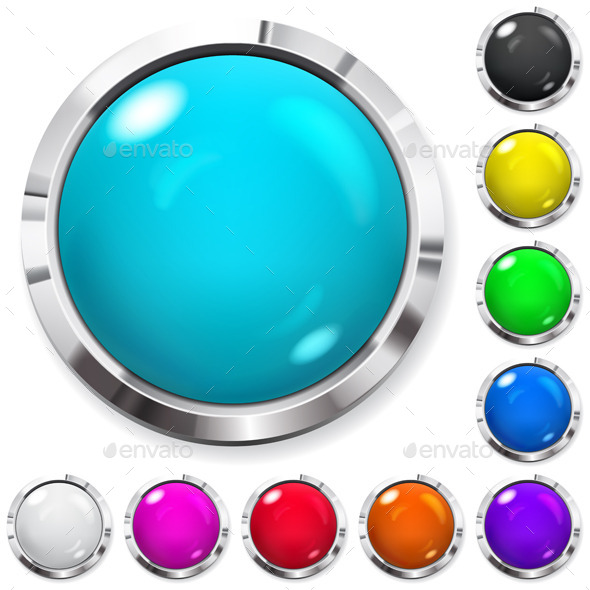 Set of Colored Buttons - Web Elements Vectors