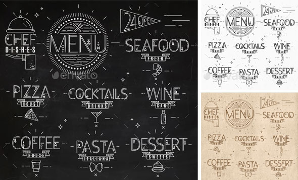 Menu in Vintage Style - Decorative Symbols Decorative