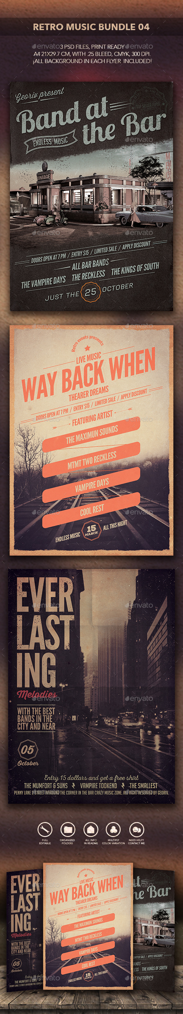 Retro Music Bundle 04 - Events Flyers