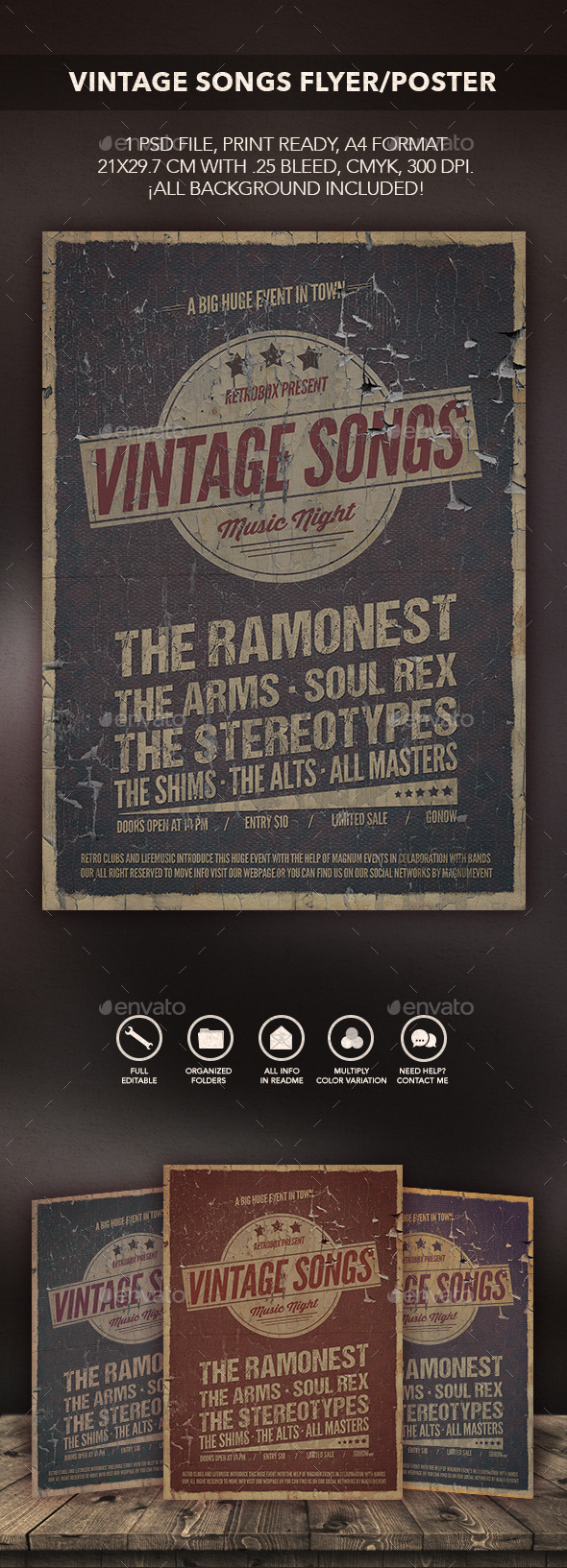 Vintage Songs Flyer Poster - Events Flyers
