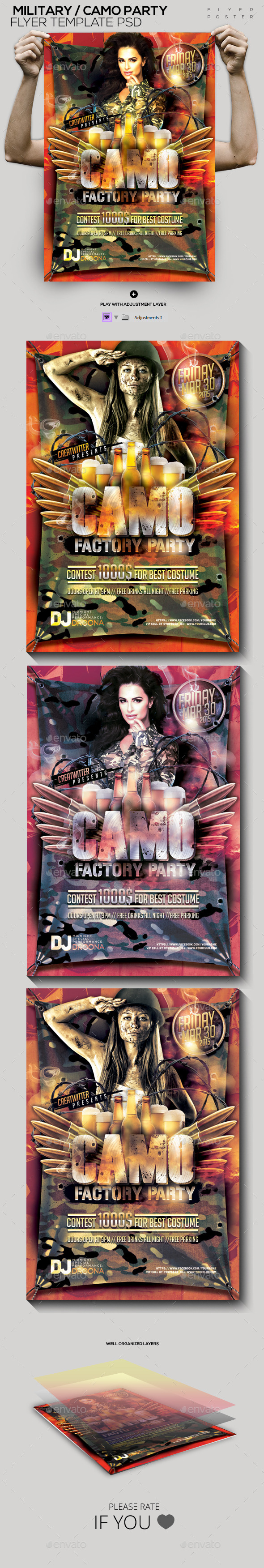 Military/ Camo Template PSD Flyer/Poster - Clubs & Parties Events