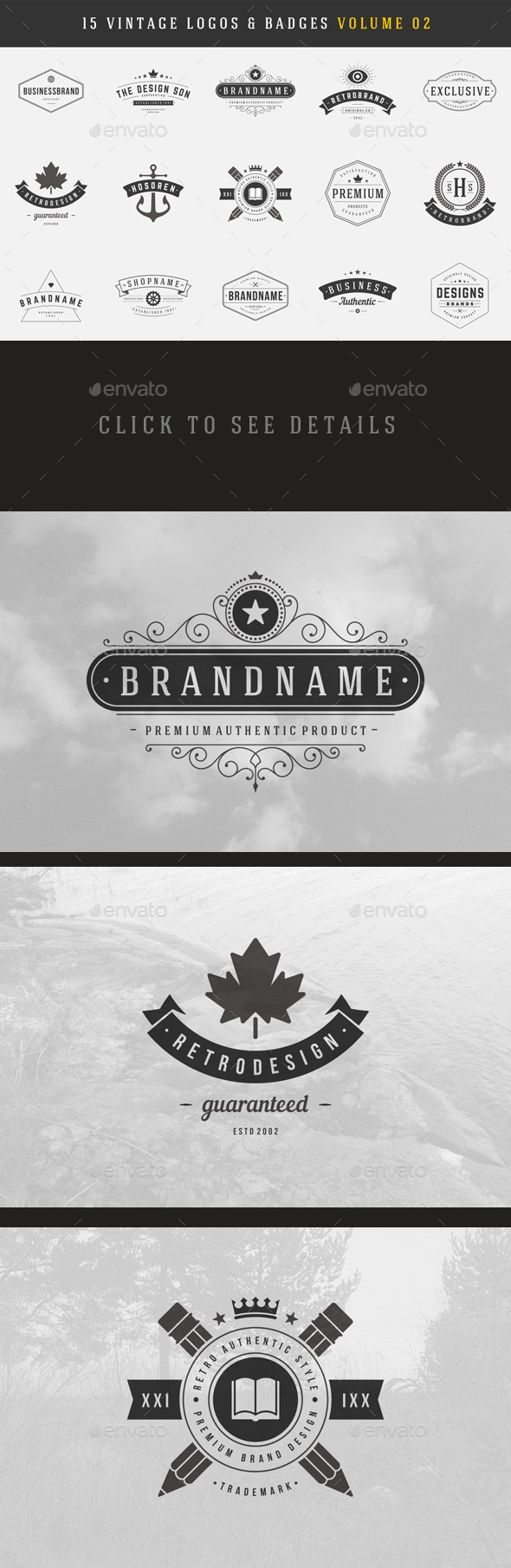 15 Retro Vintage Logotypes or Badges - Badges & Stickers Web Elements