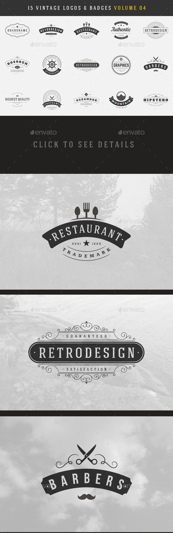 15 Retro Vintage Logotypes or Badges - Badges & Stickers Web Elements