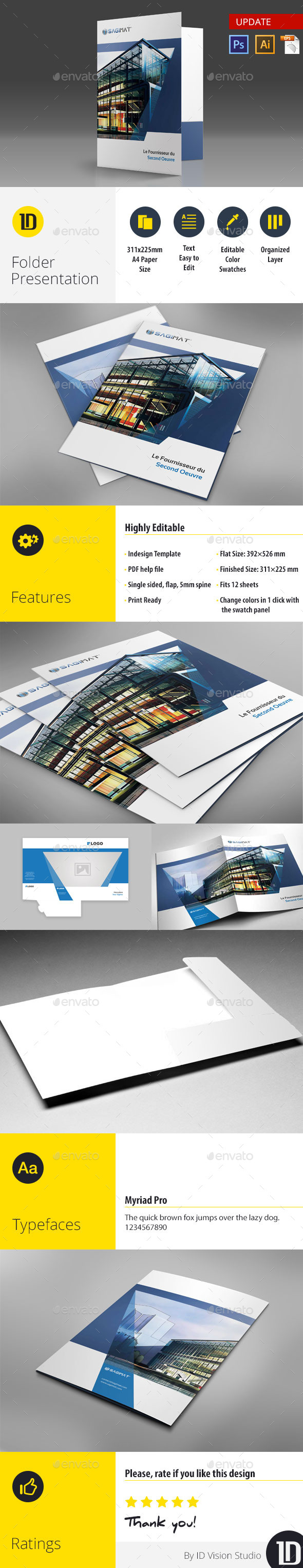 A4 Self Locking Multipurpose Presentation Folder 001 - Stationery Print Templates
