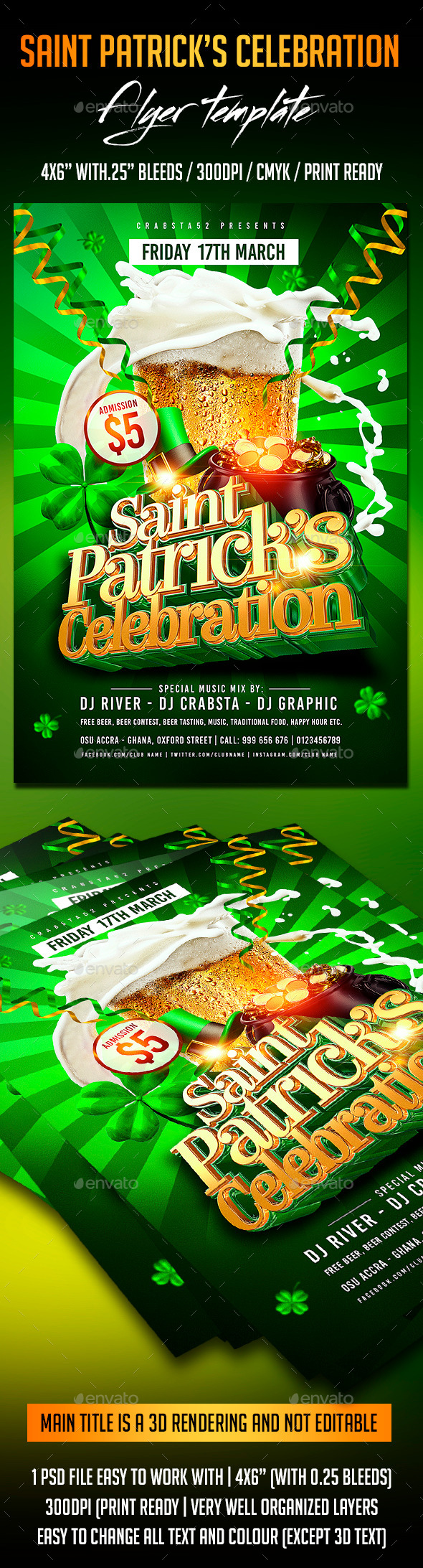 Saint Patrick's Celebration Flyer Template - Events Flyers