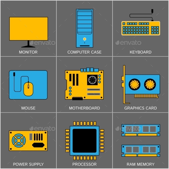 Set of Flat Line Design Icons - Web Technology