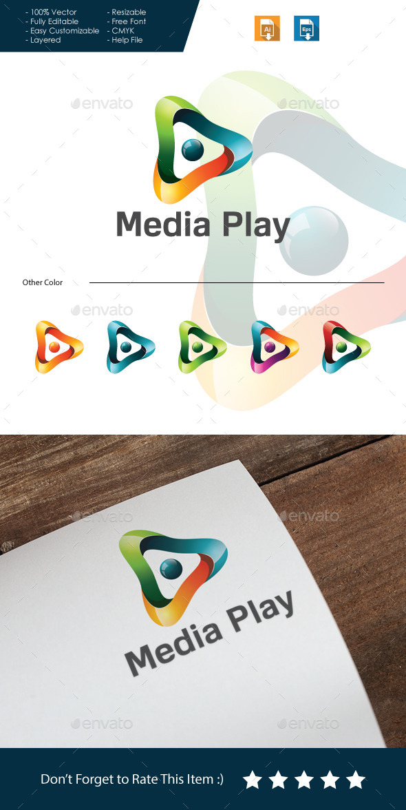 Media Play Logo - 3d Abstract