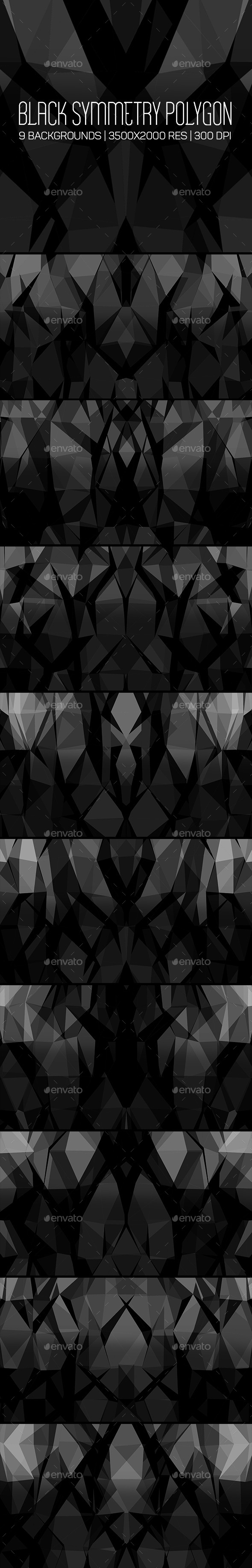Black Symmetry Polygon Backgrounds - Abstract Backgrounds