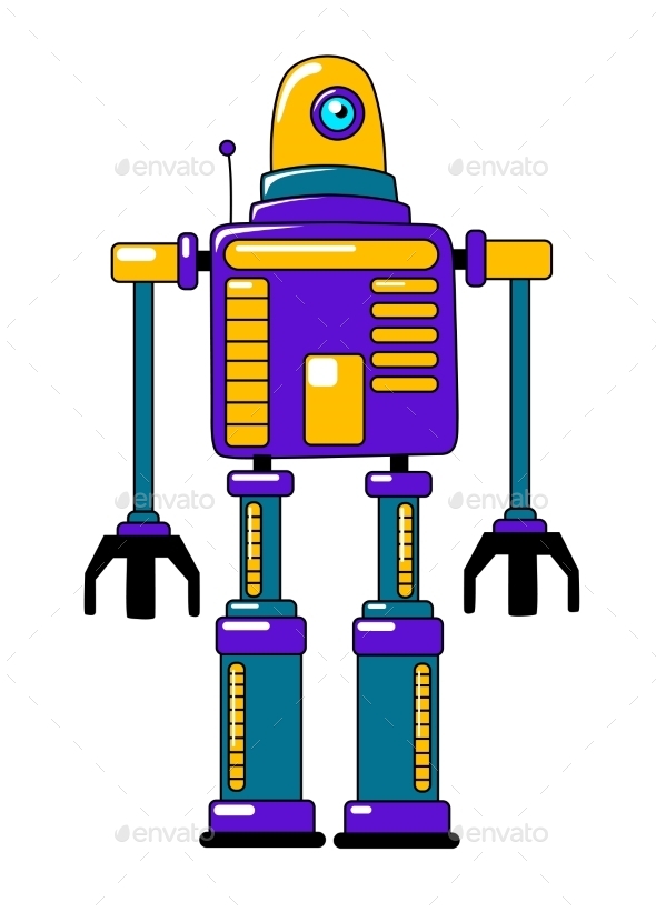 Colorful Toy Robot in Vintage Style - Monsters Characters