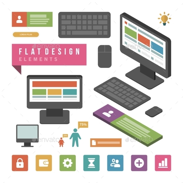 Computer Infographic Design Element - Web Technology