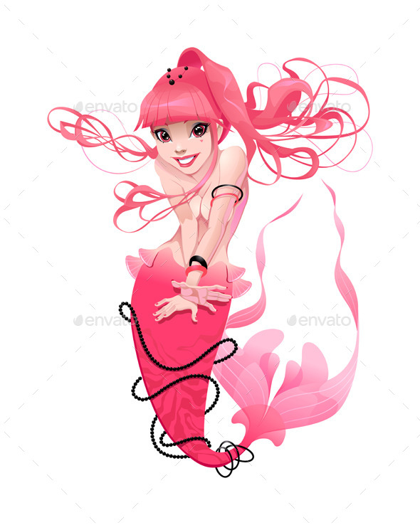 Young Mermaid in Pink - People Characters