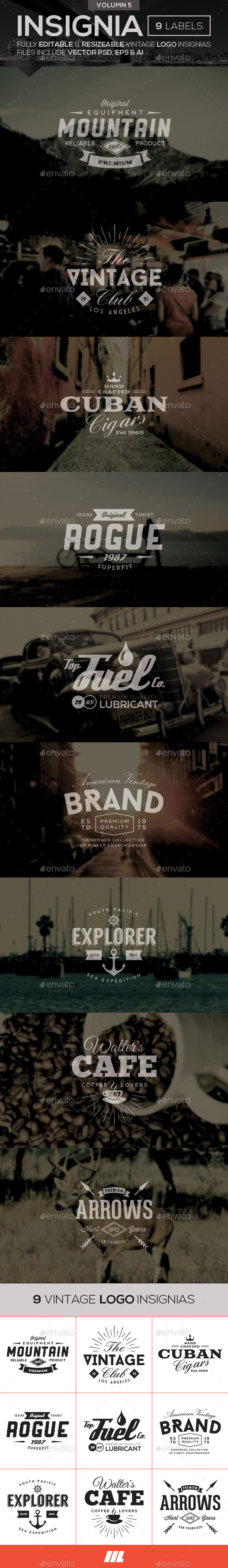 Vintage Logo Insignias Vol 5 - Badges & Stickers Web Elements