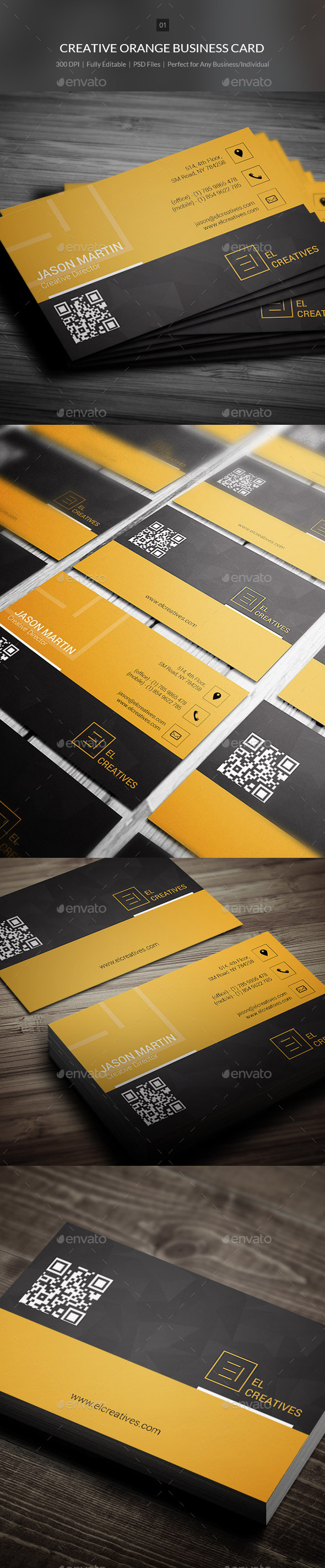 Creative Orange Business Card - 01 - Creative Business Cards