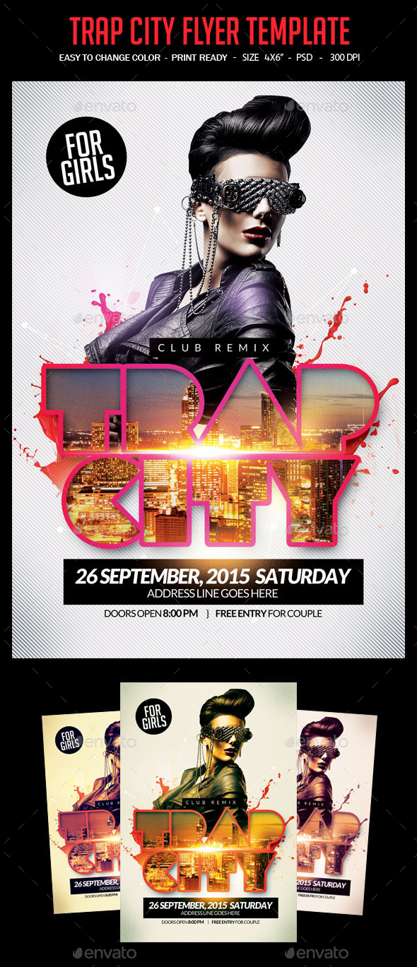 Trap City Flyer Template - Clubs & Parties Events