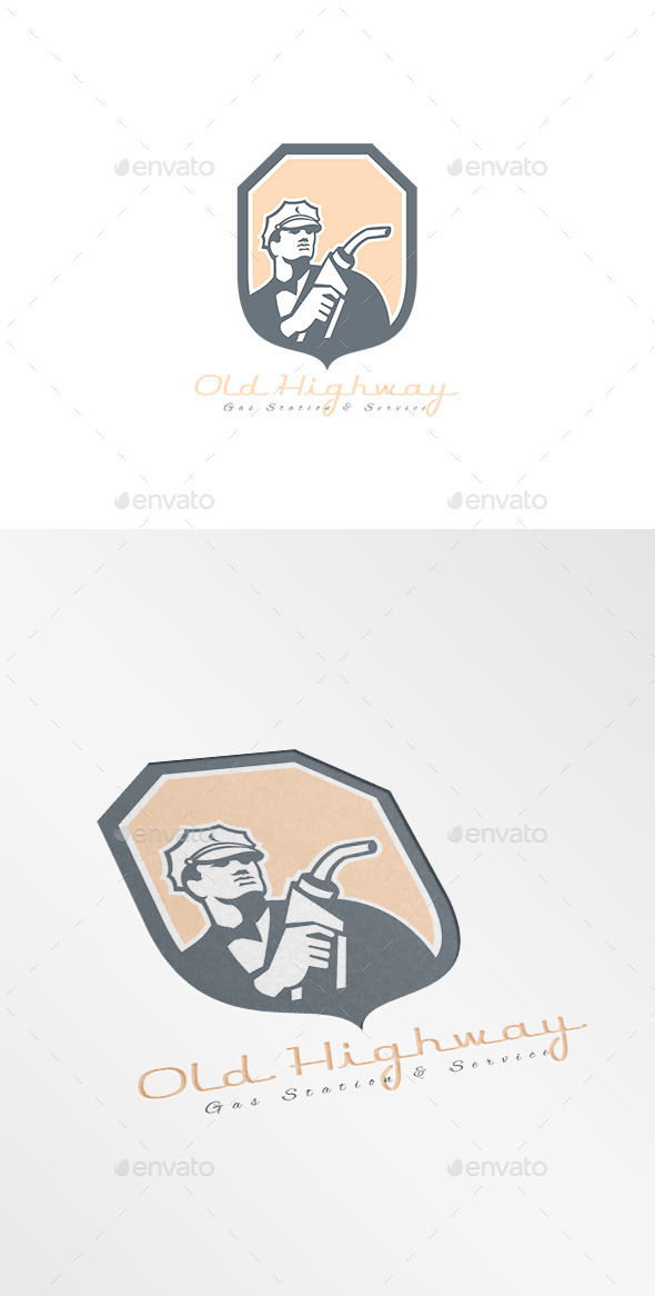 Old Highway Gasoline Station Logo - Humans Logo Templates