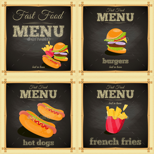 Fast Food Chalkboard - Food Objects