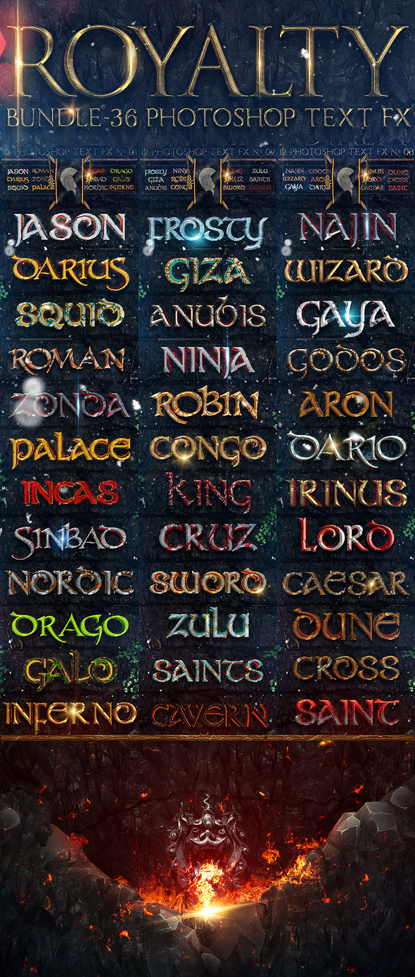 Royalty Bundle - 36 Photoshop Text FX - Text Effects Styles