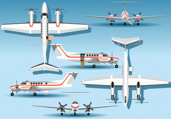 Orthogonal Views of a Landed Airplane - Objects Vectors