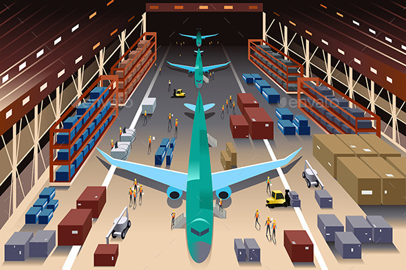 Workers in an Airplane Factory - Business Conceptual