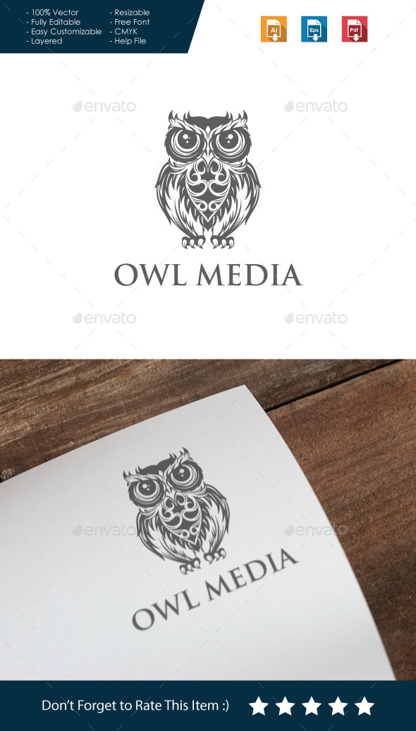 Owl Media Logo - Animals Logo Templates