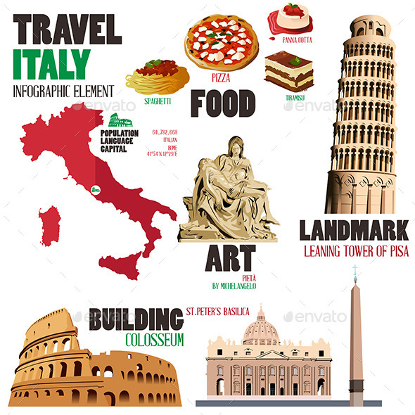 Infographic Elements for Traveling to Italy - Travel Conceptual