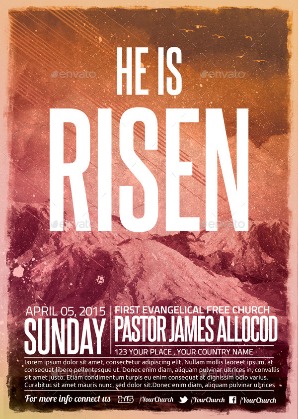 He Is Risen Church Flyerposter By Leetspeak Graphicriver 