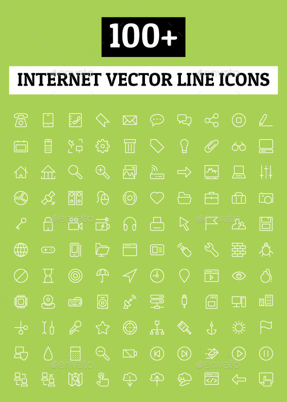 100+ Internet Vector Line Icons - Technology Icons