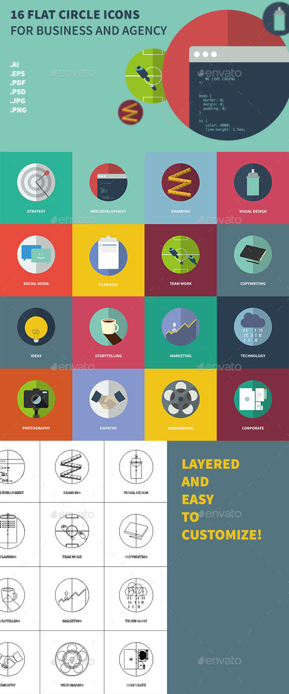 Flat Circle Icons for Business and Agencies - Concepts Business