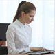 Girl Working in classroom at Computer Typing - VideoHive Item for Sale