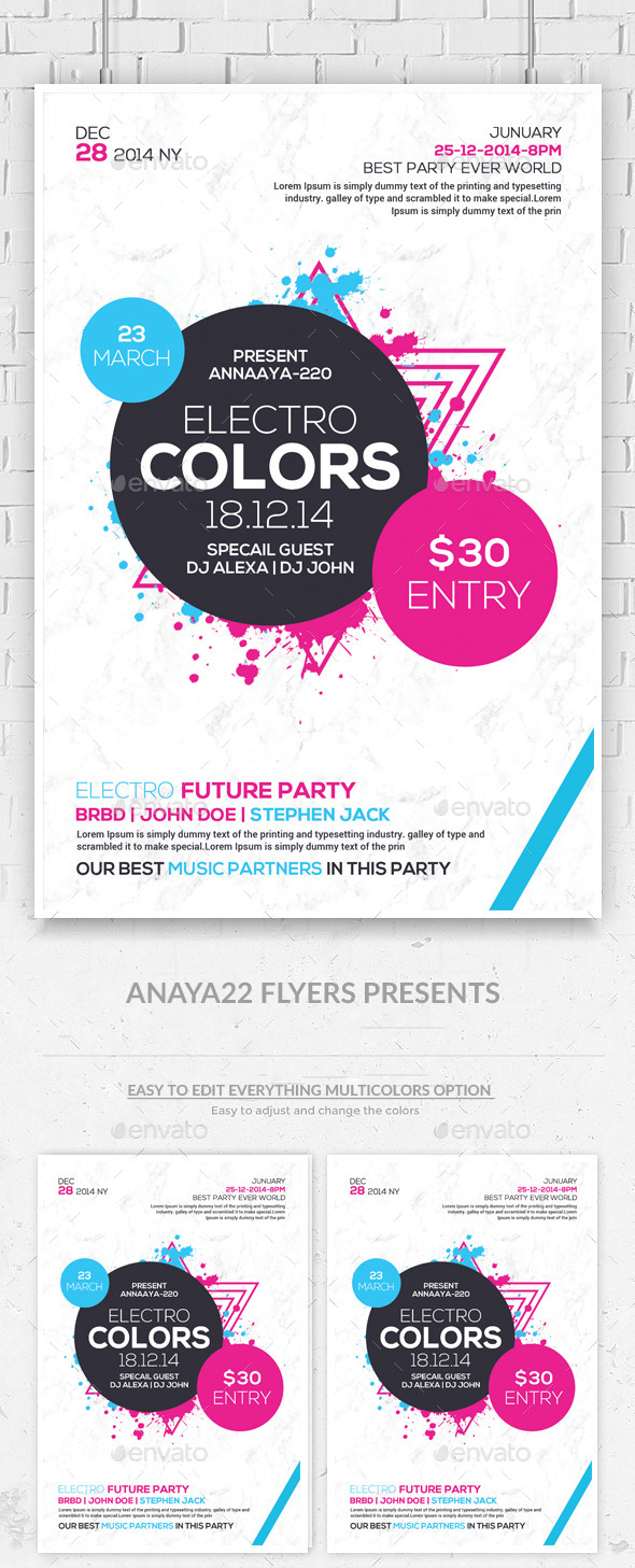 Minimal Futuristic Psd Flyer Templates - Clubs & Parties Events