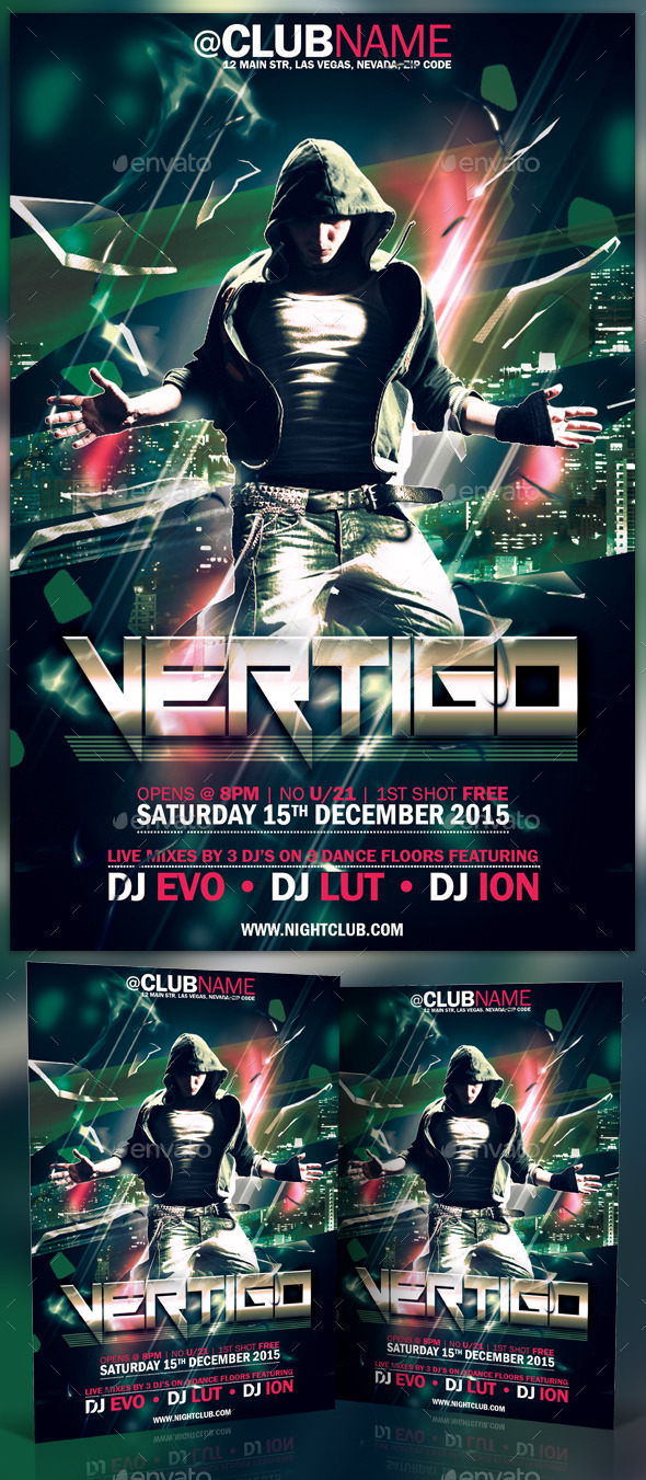 Vertigo Flyer Template - Clubs & Parties Events