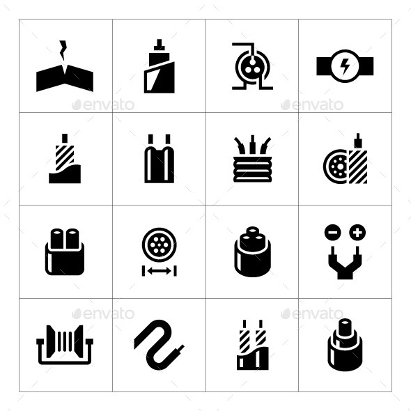 Set Icons of Cables and Wires - Man-made objects Objects