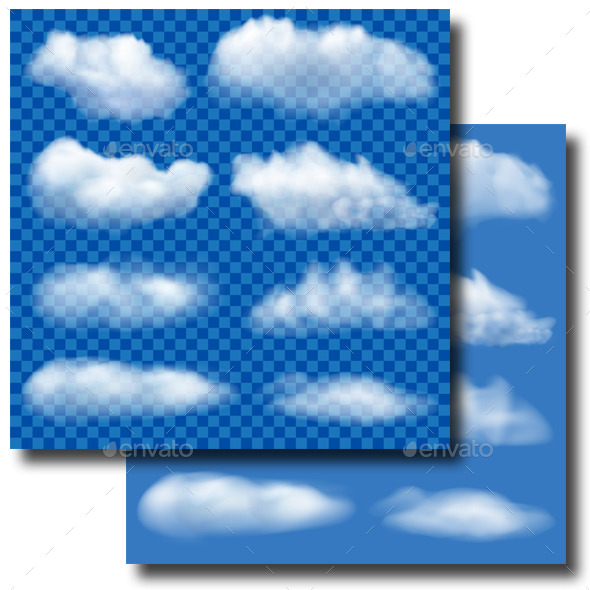 Set of Transparent Clouds - Nature Conceptual