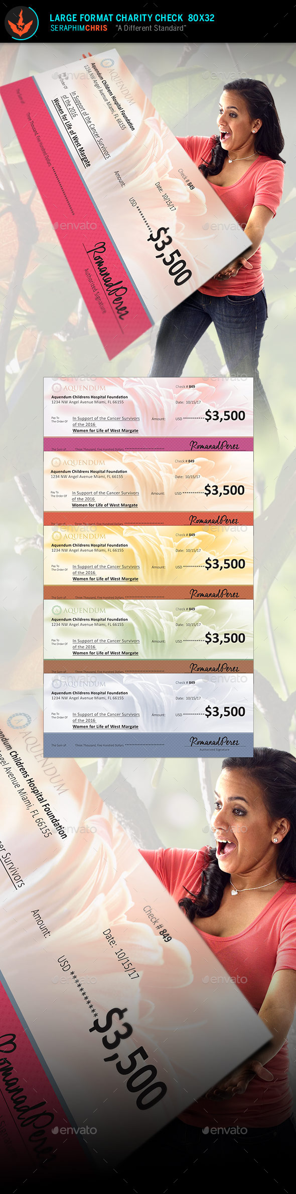 Large Format Charity Check Template 2 - Signage Print Templates