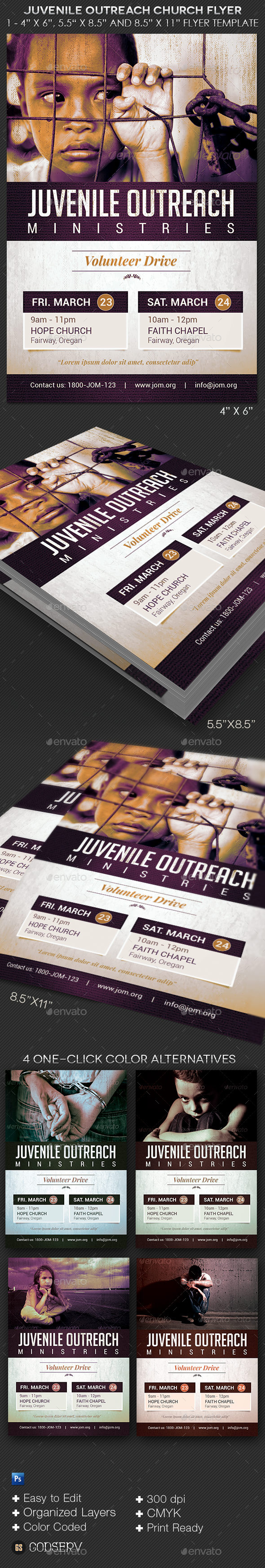 Juvenile Outreach Church Flyer Template - Church Flyers